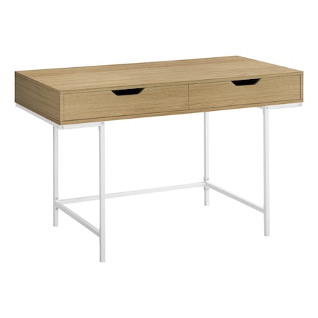 Monarch Specialties Computer Desk, Home Office, Laptop, Storage Drawers, 48"L, Work, Metal, Laminate, Natural, White I 7569